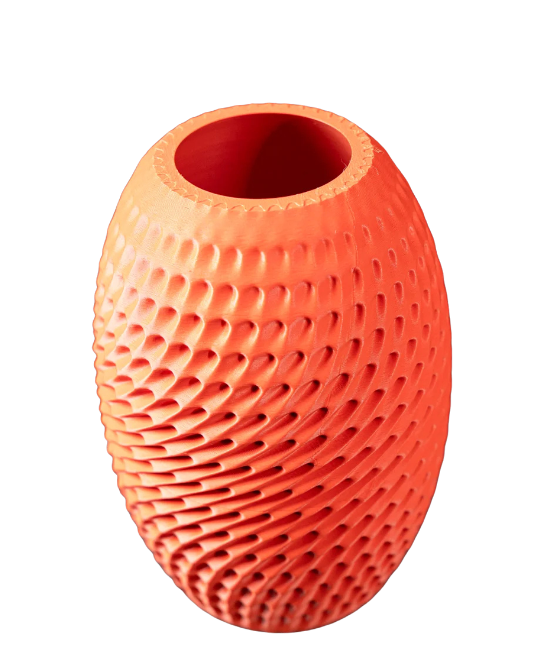Modern 3D Printed Burrow Flower Vase – Coral Orange PETG/PLA Home Décor Accent