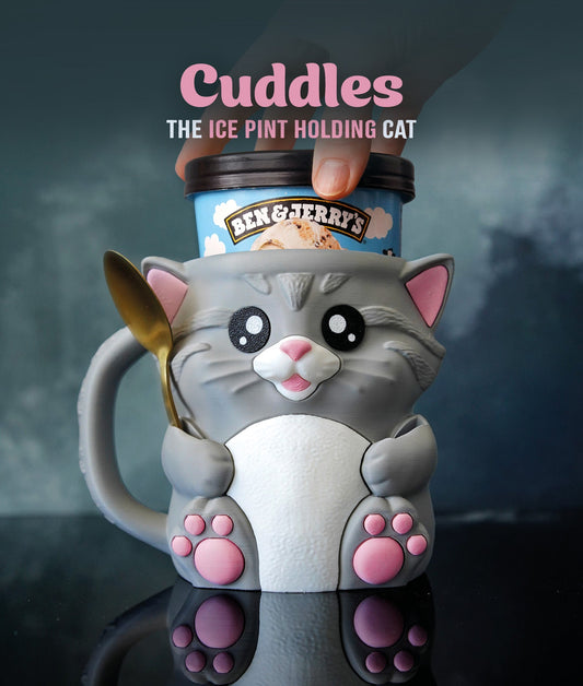 Cuddles the Cat – Ice Cream Pint Holder with Snack Drawer - LayerCraftLab