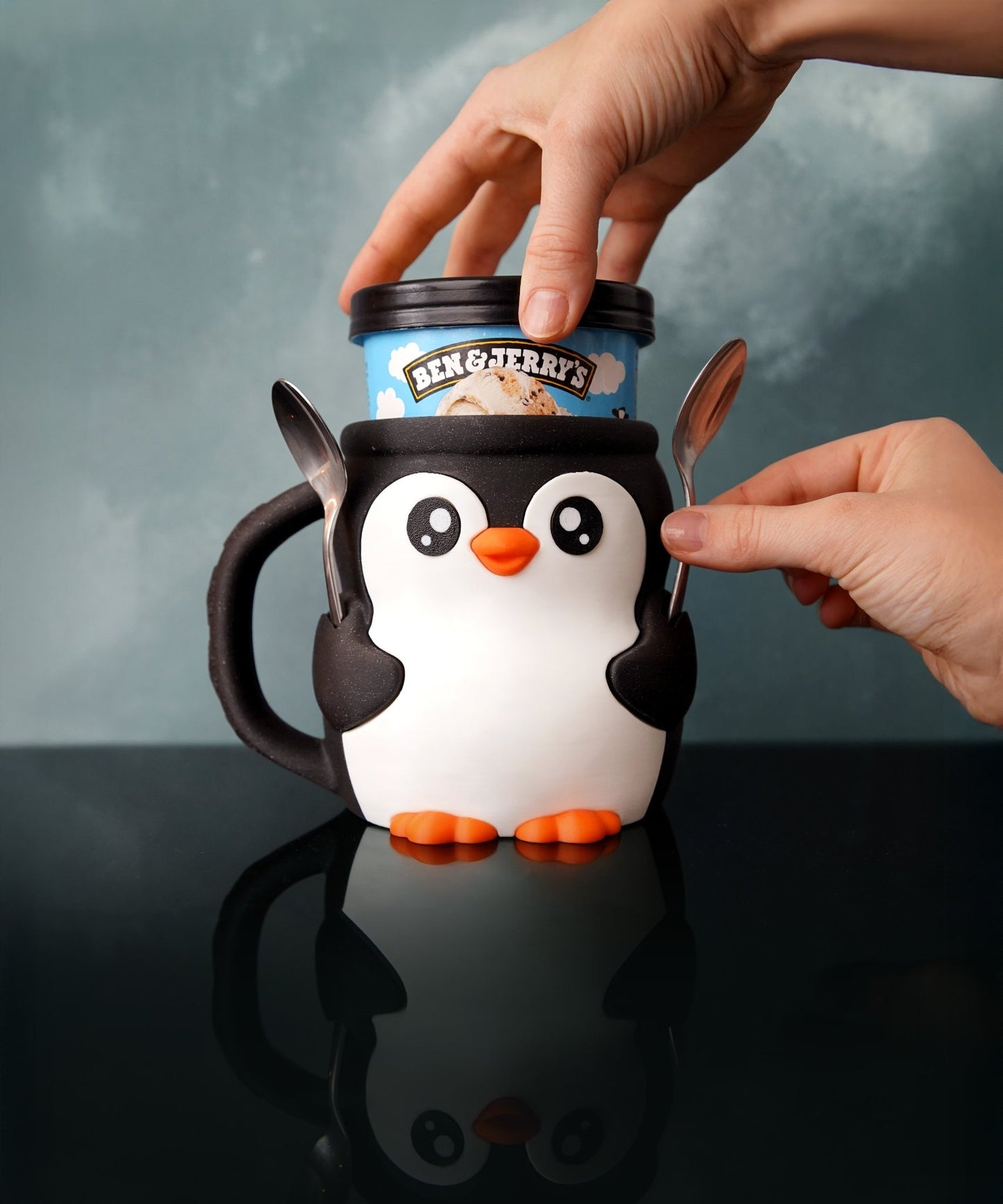 3D Printed Penguin Ice Cream Pint Holder – Pebbles the Ice Pint Holding Penguin - LayerCraftLab