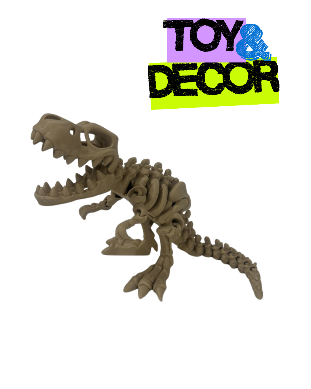3D Printed T - Rex Skeleton – Poseable Eco PLA Desk Decor + Fidget Toy - LayerCraftLab
