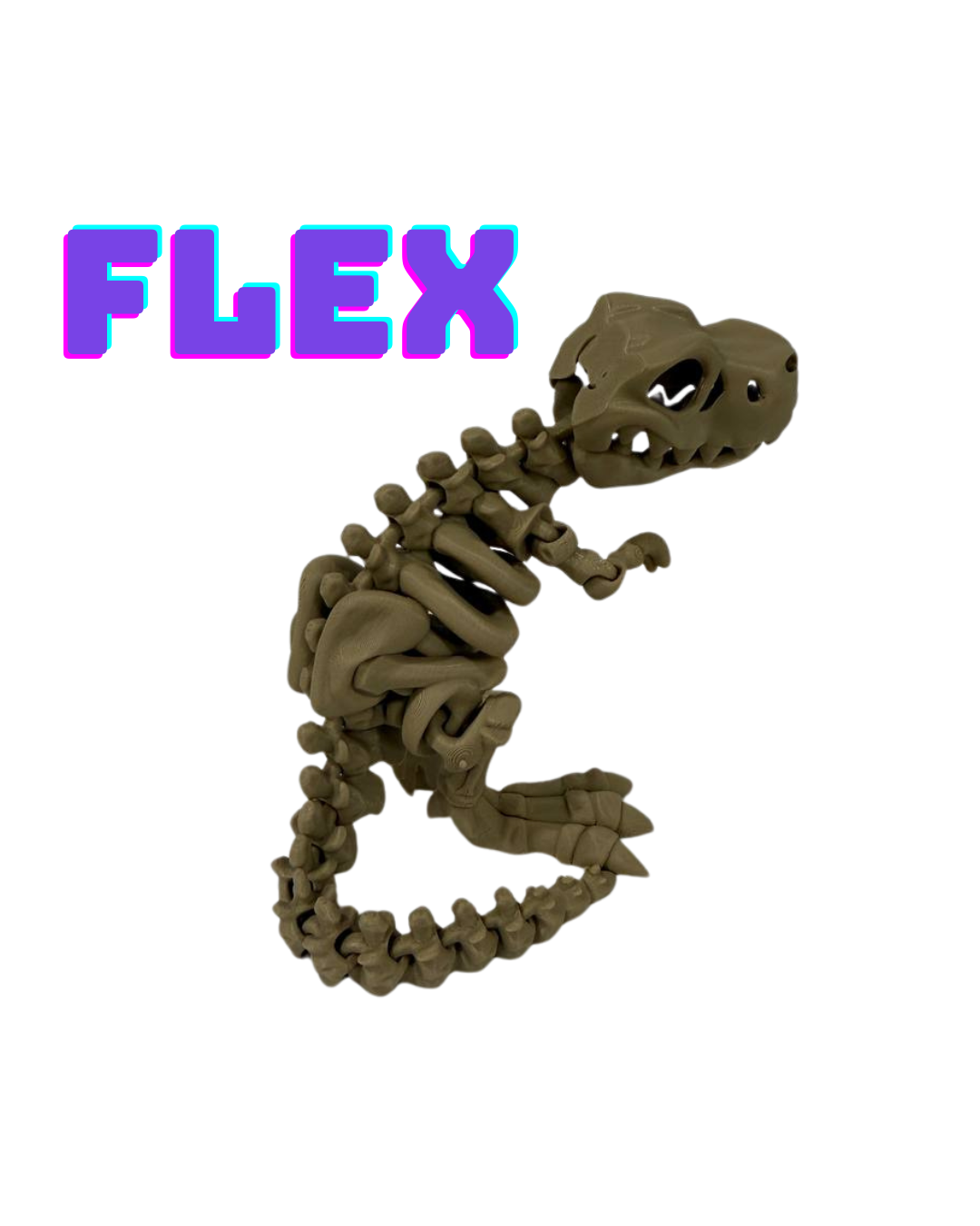 3D Printed T-Rex Skeleton – Poseable Eco PLA Desk Decor + Fidget Toy