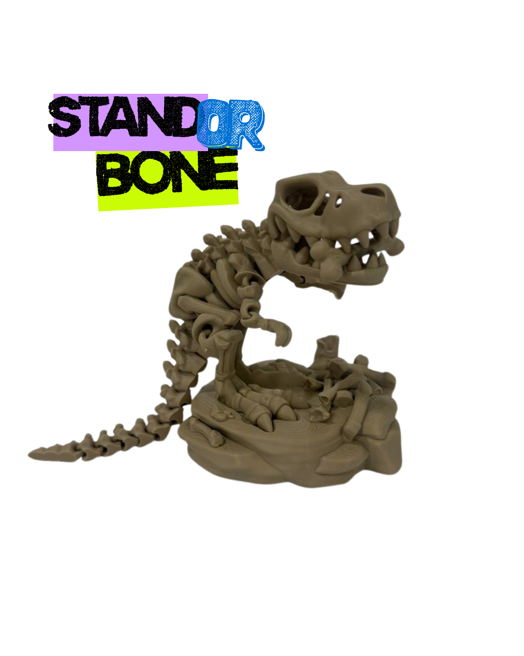 3D Printed T-Rex Skeleton – Poseable Eco PLA Desk Decor + Fidget Toy