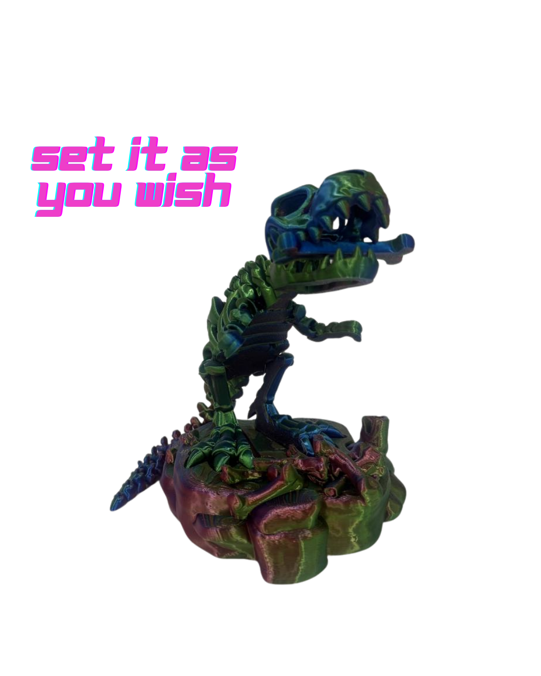 3D Printed T-Rex Skeleton – Poseable Eco PLA Desk Decor + Fidget Toy