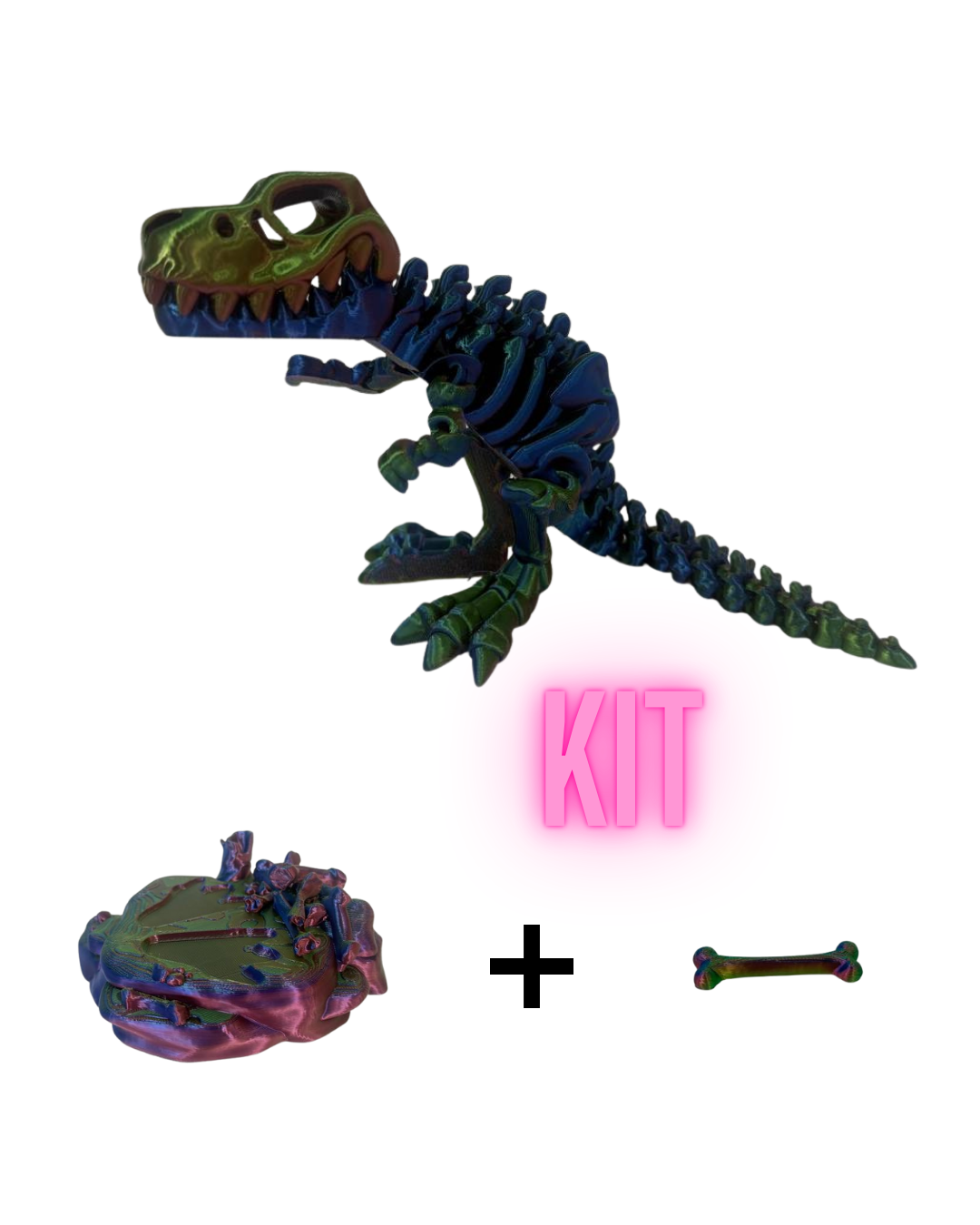 3D Printed T-Rex Skeleton – Poseable Eco PLA Desk Decor + Fidget Toy