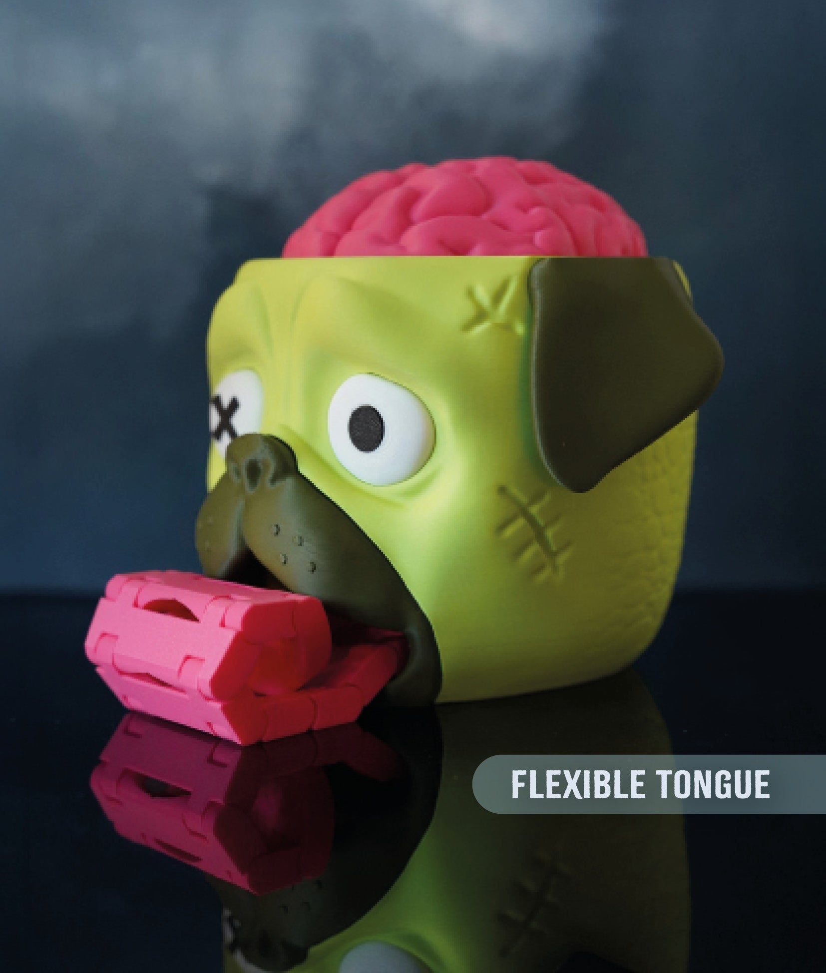 Candy Creeper Zombie Pug Eco - Pla Candy Dispenser with Brain - Activated Fun for Halloween & Parties - LayerCraftLab