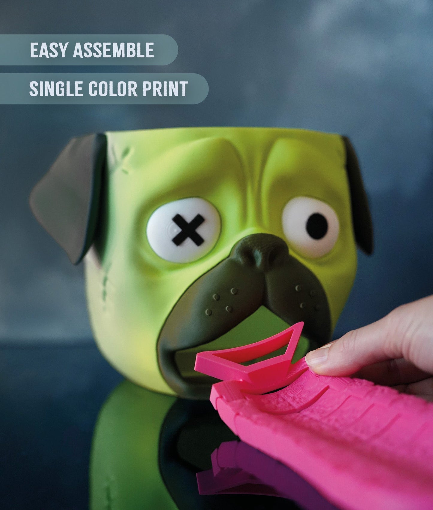 Candy Creeper Zombie Pug Eco - Pla Candy Dispenser with Brain - Activated Fun for Halloween & Parties - LayerCraftLab