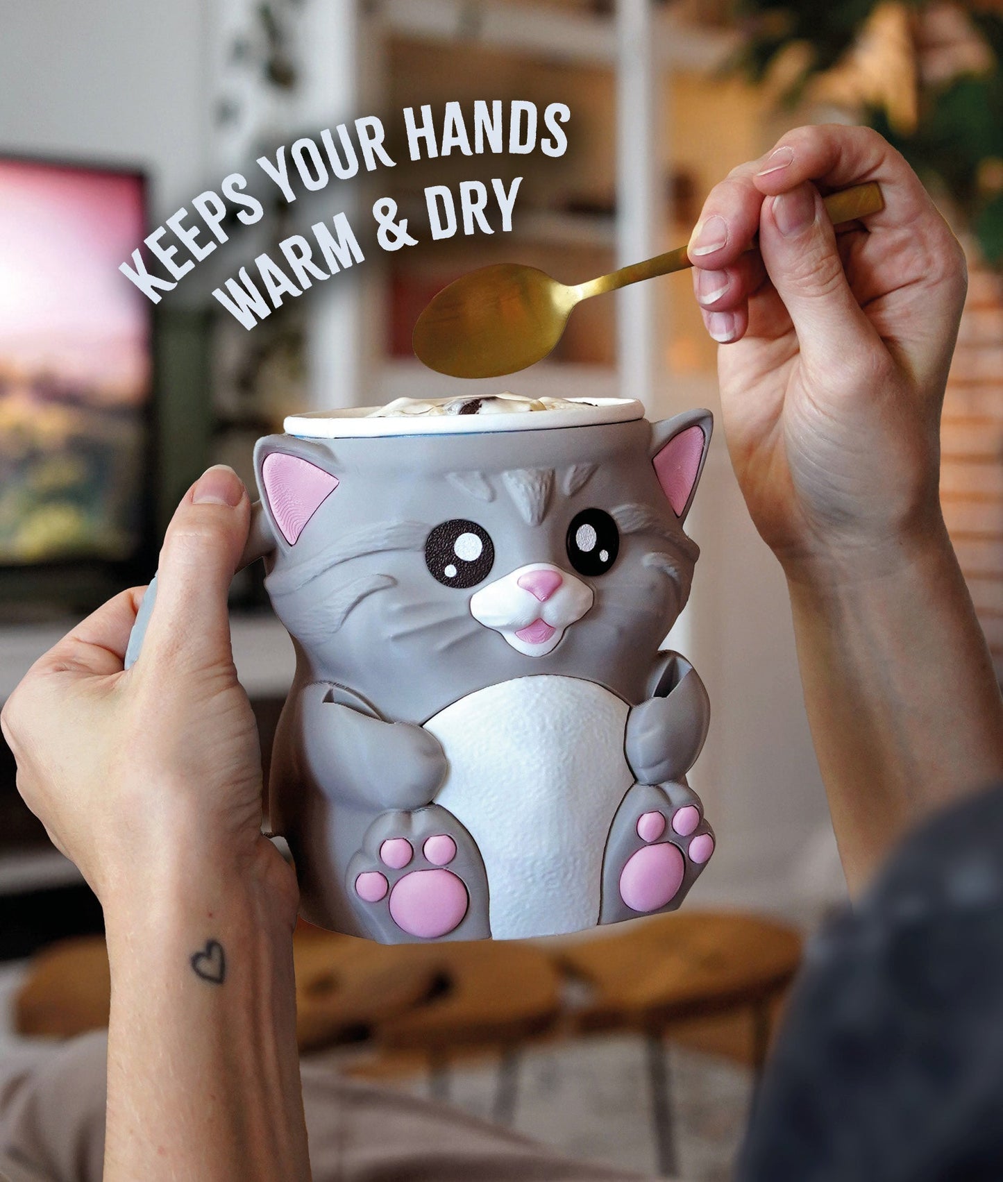 Cuddles the Cat – Ice Cream Pint Holder with Snack Drawer - LayerCraftLab