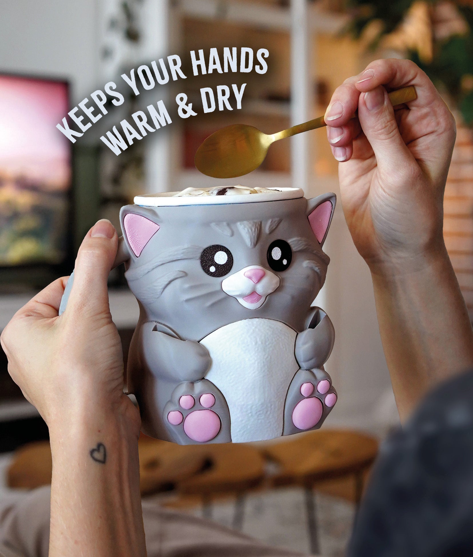 Cuddles the Cat – Ice Cream Pint Holder with Snack Drawer - LayerCraftLab