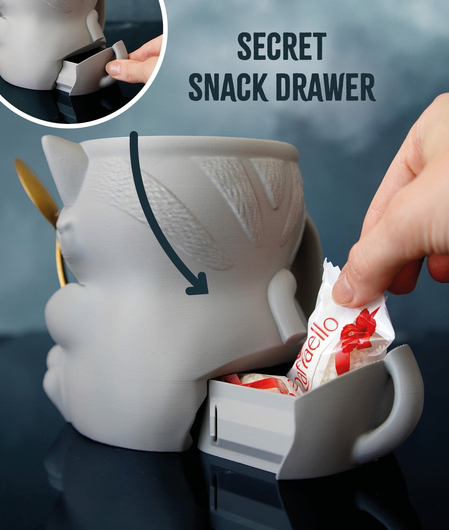 Cuddles the Cat – Ice Cream Pint Holder with Snack Drawer - LayerCraftLab