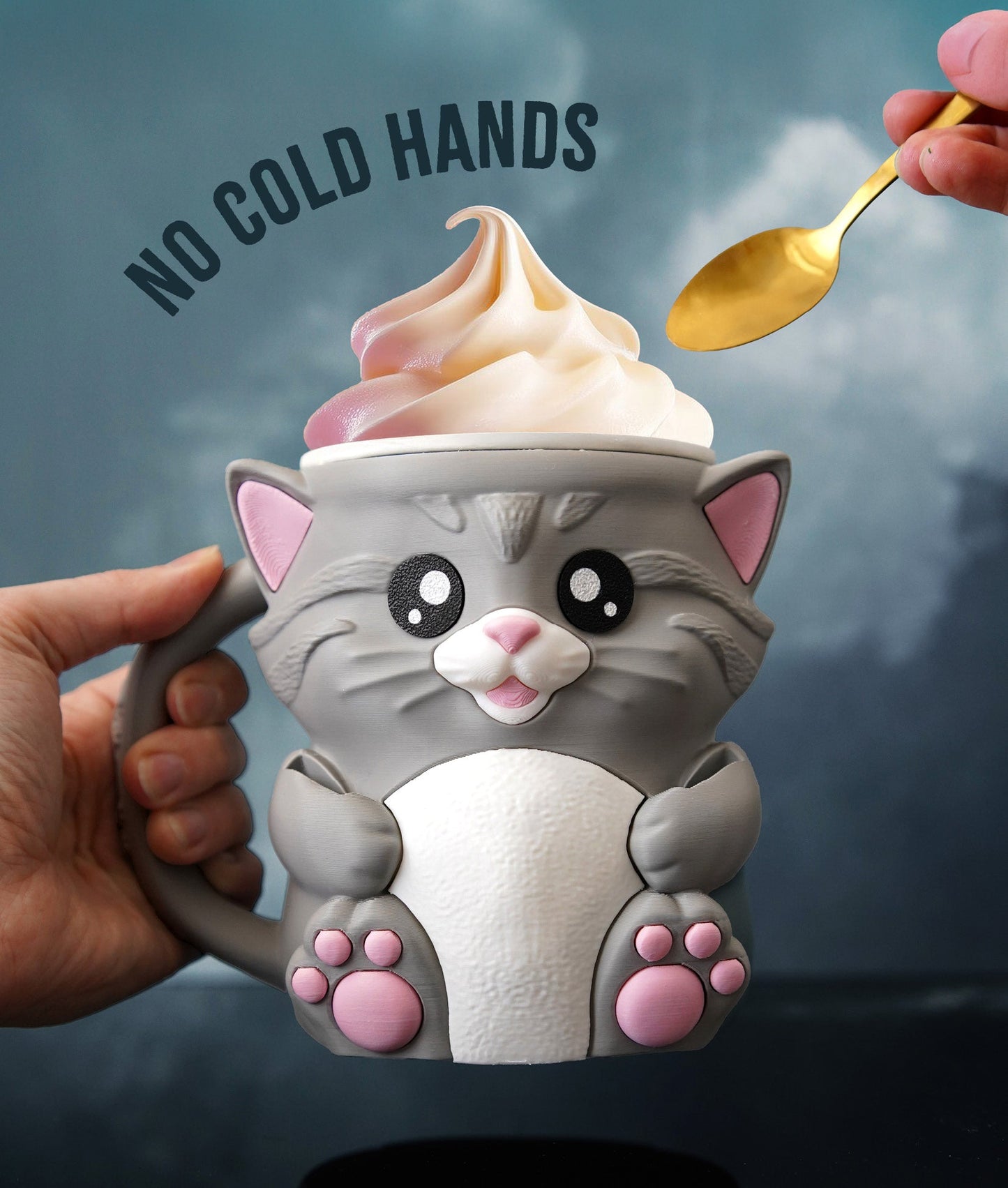 Cuddles the Cat – Ice Cream Pint Holder with Snack Drawer - LayerCraftLab