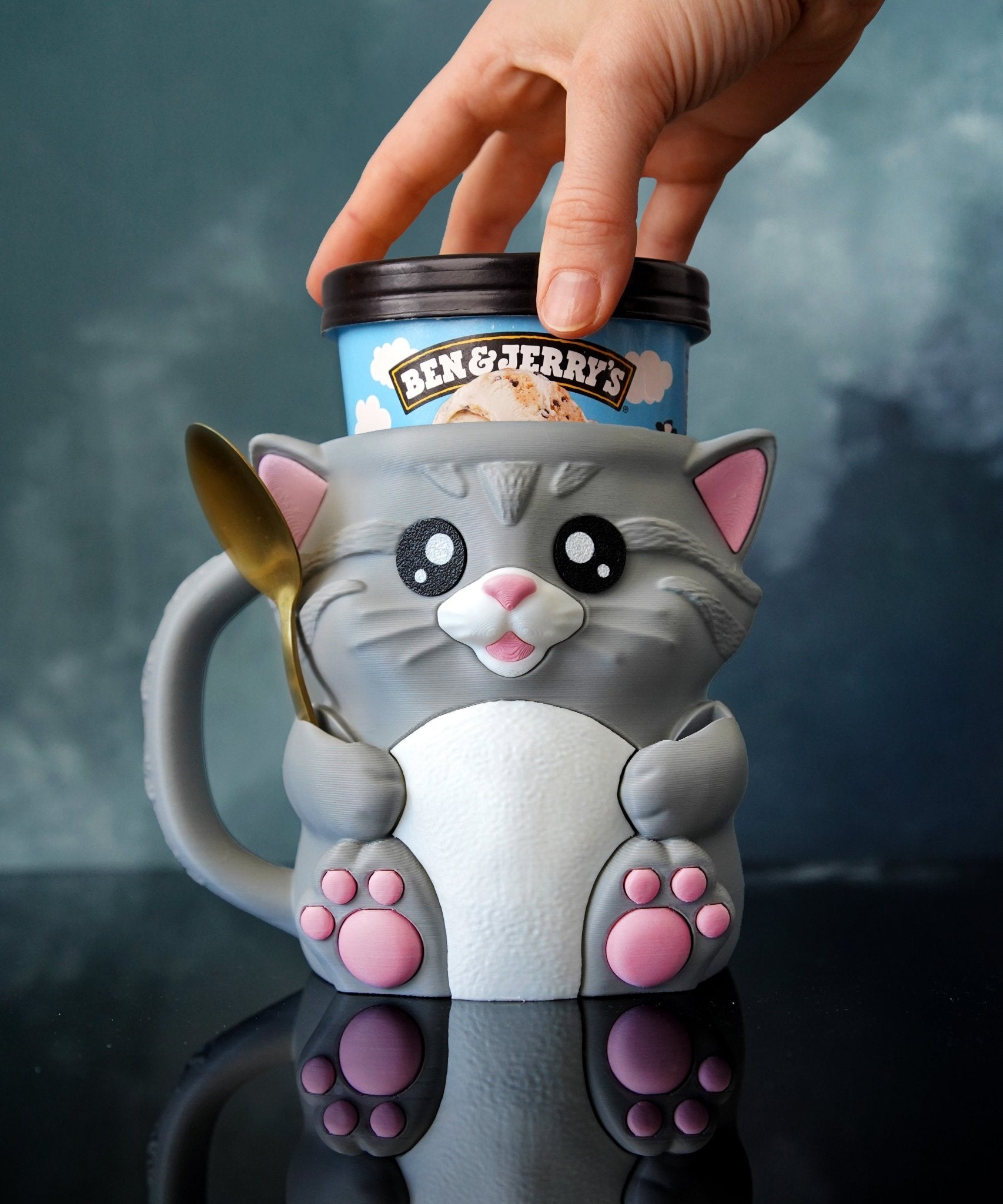 Cuddles the Cat – Ice Cream Pint Holder with Snack Drawer - LayerCraftLab