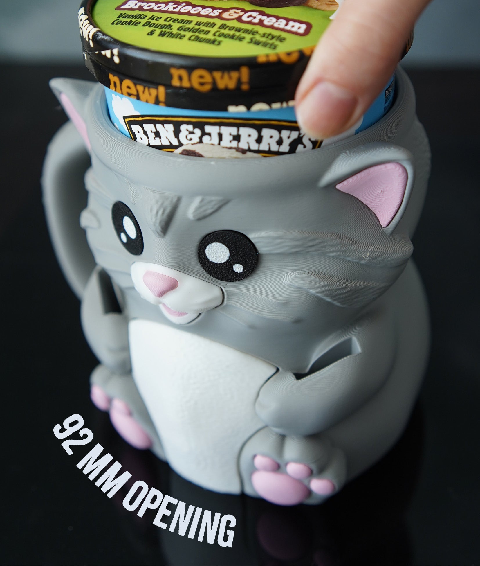 Cuddles the Cat – Ice Cream Pint Holder with Snack Drawer - LayerCraftLab