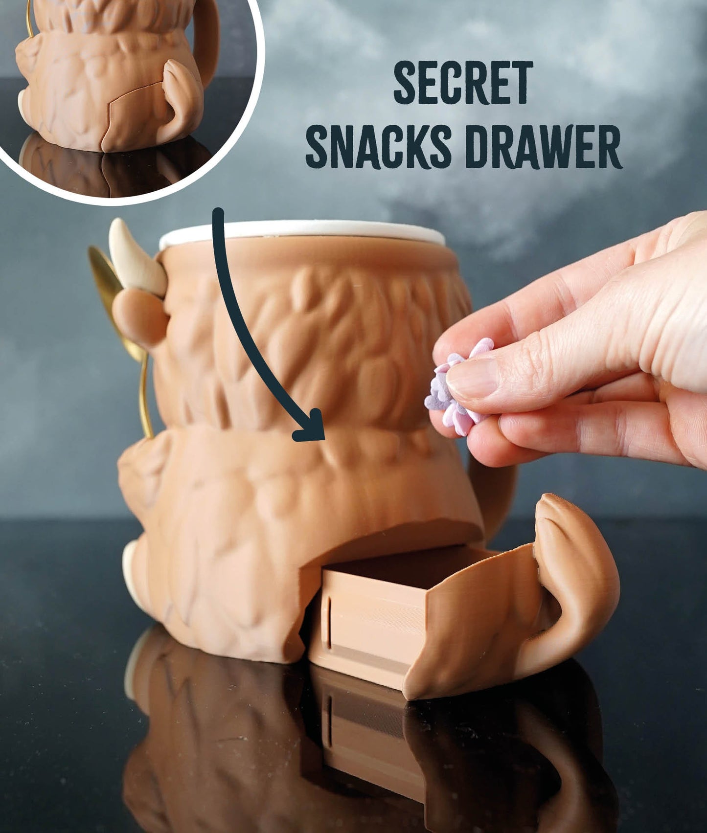 Highland Cow Ice Cream Pint Holder – Cute 3D Printed Cow Mug with Spoon Slots - LayerCraftLab