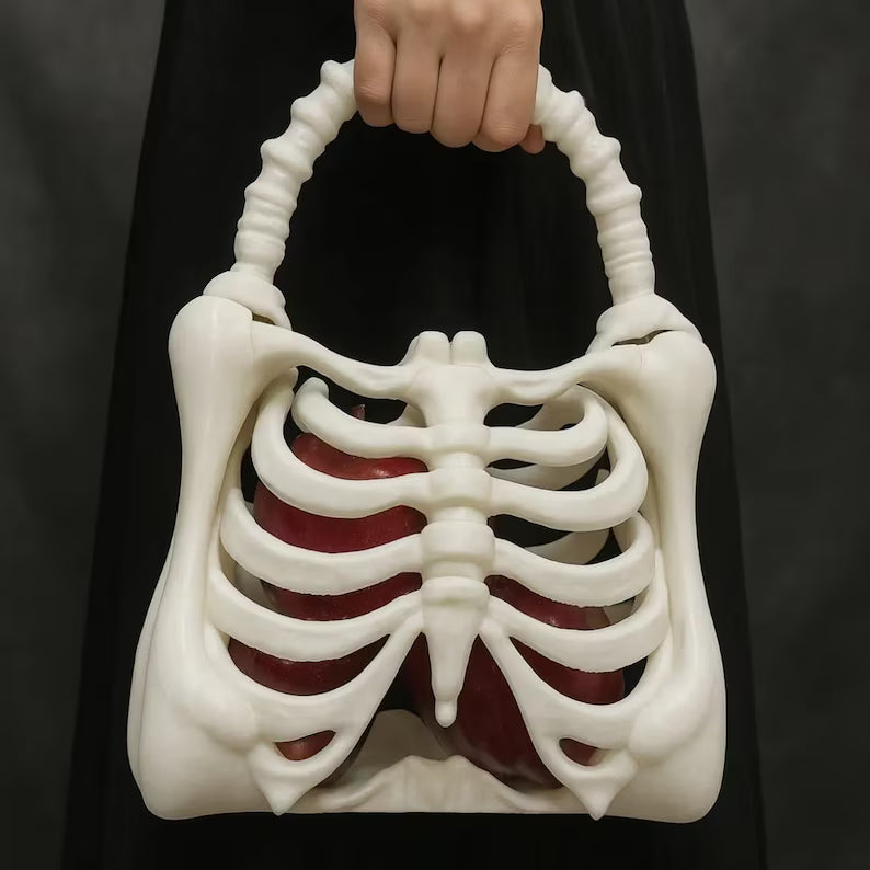 3D Printed Bone Bag – Gothic Skeleton Ribcage Purse for Halloween & Alternative Fashion