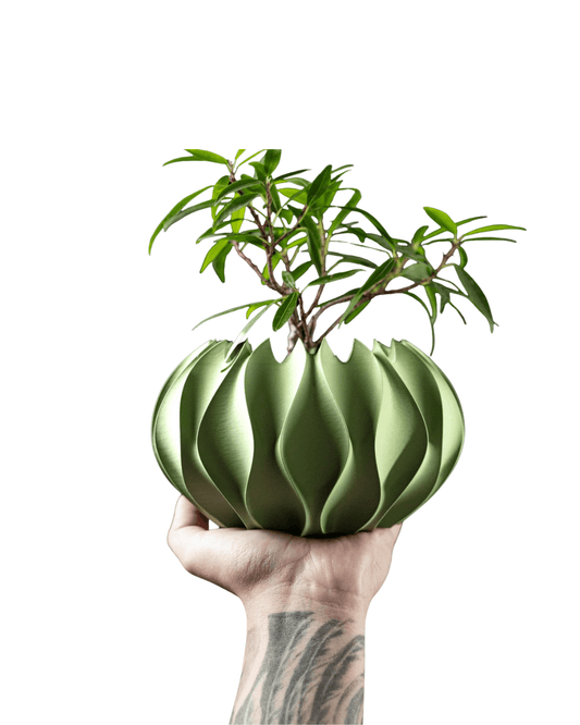 Modern 3D Printed Abyssal Planter Pot – Sage Green PETG/PLA Durable Home Décor - LayerCraftLab