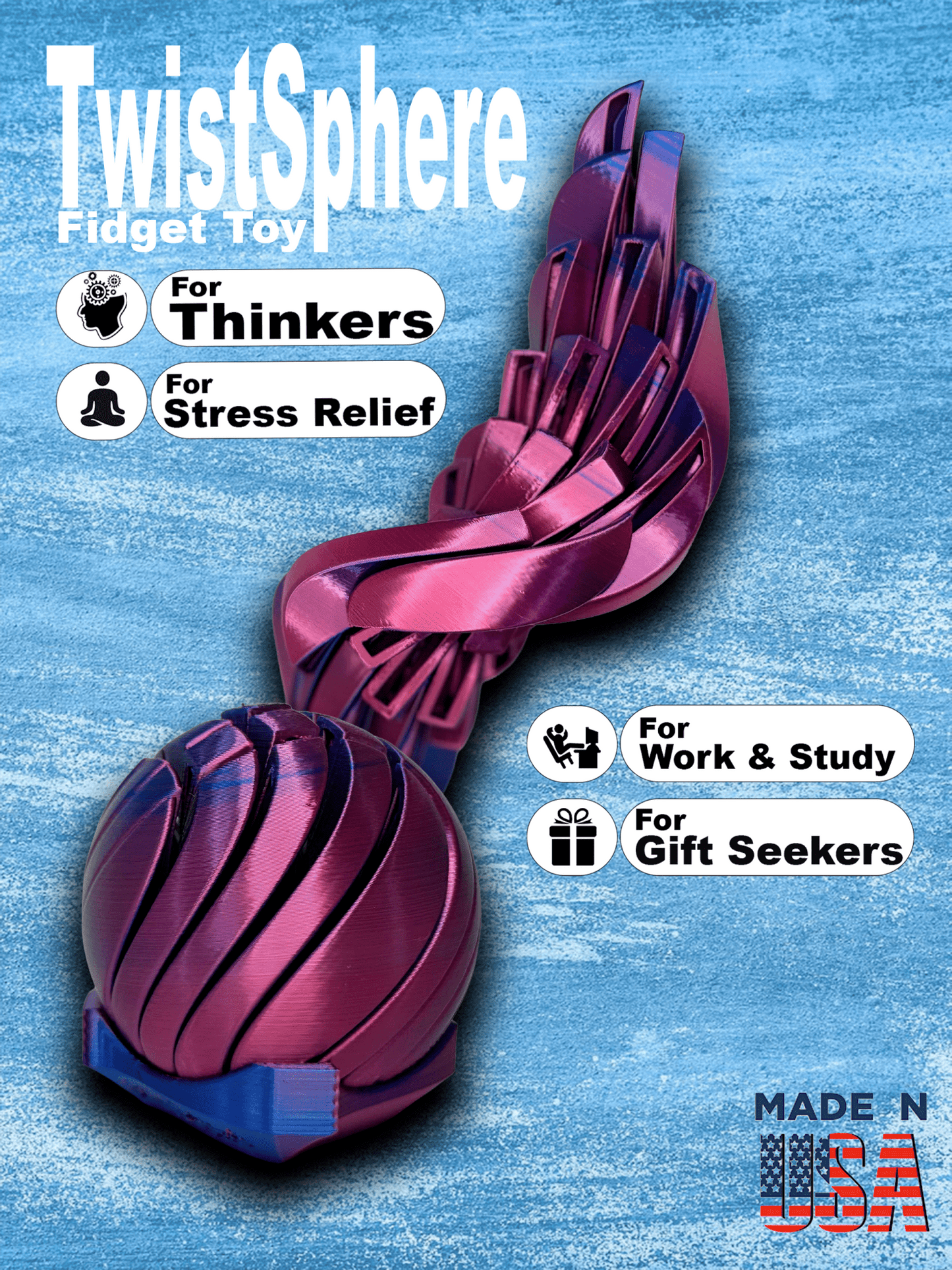 TwistSphere Fidget Toy – Hypnotic Slime Ball Spinner - LayerCraftLab